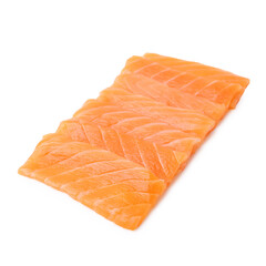 Fresh salmon sashimi isolated on white. Asian cuisine