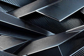 Geometric abstract patterns create dynamic metallic texture with overlapping linear shapes and reflective surfaces in this modern design artwork