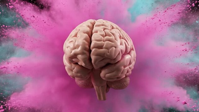 Mind Power Video with Exploding Colors and 3D Brain Model