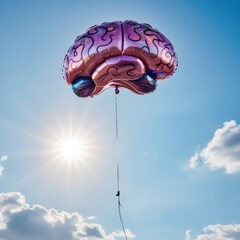 Brain Balloon Ascendin g in a Clear Sky