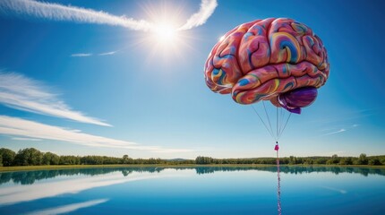 Brain Balloon Ascendin g in a Clear Sky