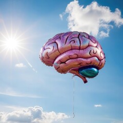 Brain Balloon Ascendin g in a Clear Sky