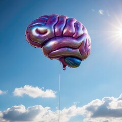 Brain Balloon Ascendin g in a Clear Sky
