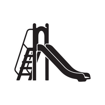 Children&rsquo;s playground slid silhouette vector flat illustration design on white background
