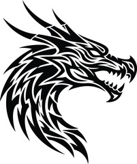Black dragon tribal illustration