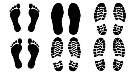 Diverse Footprint Collection Vector - Barefoot, Shoe & Boot Tracks