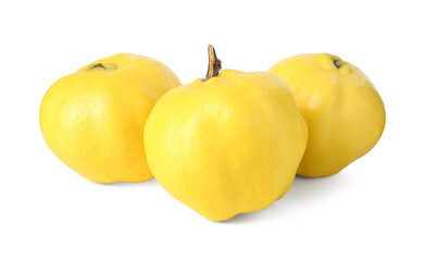 Fresh ripe quince fruits isolated on white
