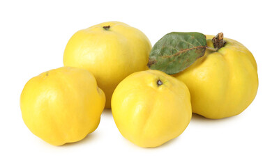 Fresh ripe quince fruits isolated on white