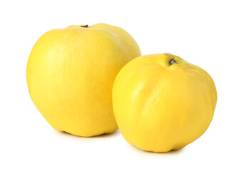 Fresh ripe quince fruits isolated on white