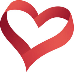 Ribbon Heart Shape Clipart, Red Heart Ribbon PNG, Love Ribbon Element, Valentine's Day Heart, Romantic Ribbon Design