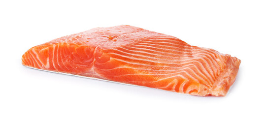 Piece of salmon fillet isolated on white