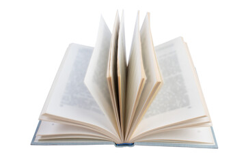 Open book isolated on white background. Copy space for text.