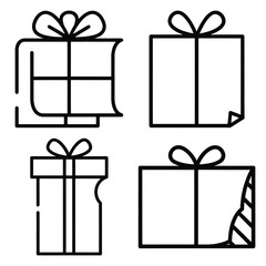 gift wrapping paper Line art Icon Set, Vector illustration