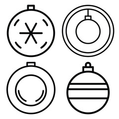 christmas ball light Line art Icon Set, Vector illustration
