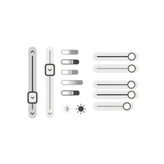 Silver and White U I Sliders and Brightness Icons isolated on a transparent background
