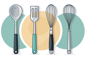 Stylish kitchenware utensils for cooking and baking preparations icon , vector illustration 
 