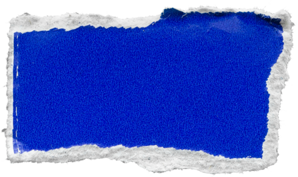 piece of blue cardboard paper tear isolated on white background