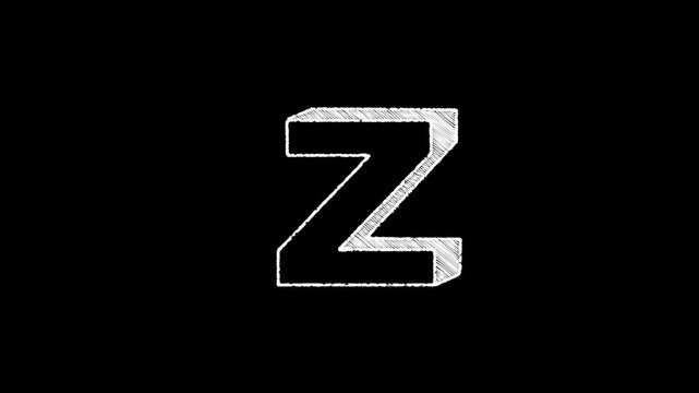 Animation chalk text alphabet A TO Z hand drawn on school Chalkboard, Chalk text style loop seamless animation, with alpha channel