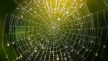 Obraz premium dismembering. A spider web with morning dew drops, backlit by soft sunlight. wildlife magazines, conservation campaigns, designed for eco-tourism storytelling, used by chefs.