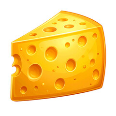 Fototapeta premium Cartoon vector cheese with Swiss style holes and shiny surface, delicious and fresh, perfect for dairy, food, snack, and culinary illustration projects