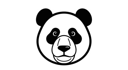 Fototapeta premium Panda Bear Face Illustration with Black and White Coloring.