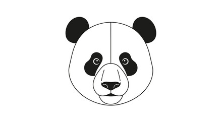 Fototapeta premium Panda Bear Face Illustration - Black and White Animal Portrait.