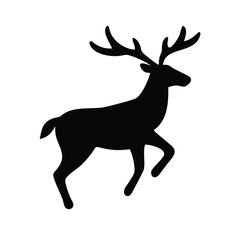 Silhouette of a majestic stag with impressive antlers in a dynamic pose