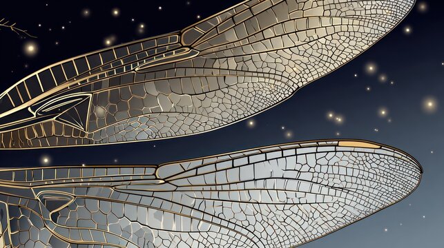 Intricate insect wings illustration with detailed textures and cosmic background