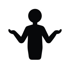 Silhouette of a person with arms outstretched in a gesture of uncertainty or questioning