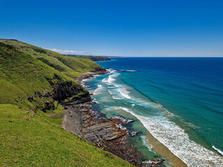 Scenic Coffee Bay coastline near Hole in the Wall, Eastern Cape, South Africa.