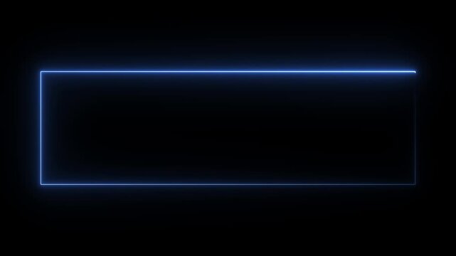 Abstract glowing neon rectangle border frame. Neon rectangle frame animation on black background. 4k and creating a stunning 4k video.	
