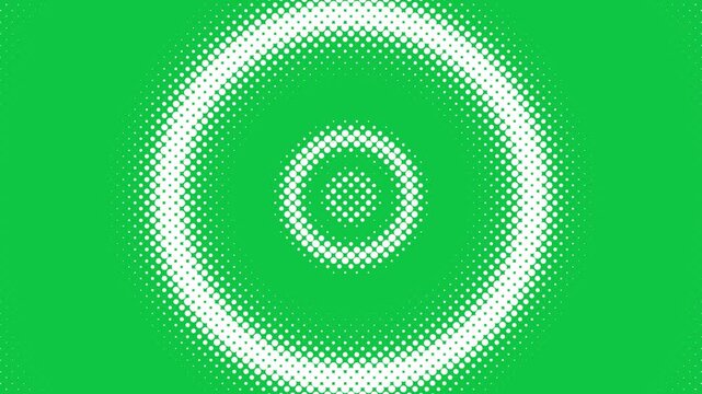 Checkered Halftone Pattern Abstract Background on green screen. Chequered Square Particles Subtle Texture Pop Art Design. Half Tone Contrast Graphic Minimalist Art Wide animation. Round radio waves