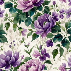 seamless pattern with purple flowers