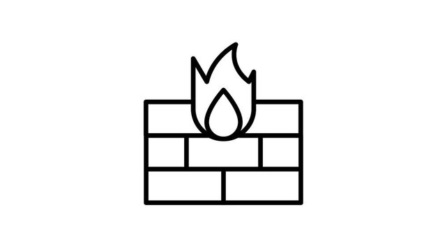 Firewall protection and cybersecurity animated line icon