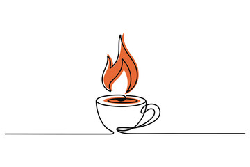 Hot coffee cup continuous line art single stroke minimalist vector
