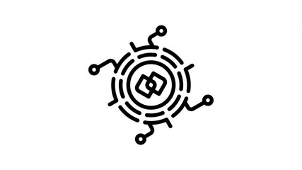 Connection symbol with overlapping squares in a circle. Suitable for technology, networking, communication designs. Digital concept representing connectivity and integration.
- Powered by Adobe