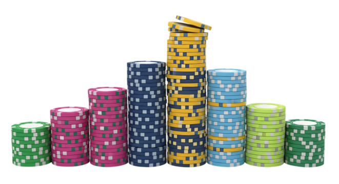 Colorful Stacks of Casino Poker Chips image transparent