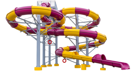 Colorful Water Slide Structure amusement park attraction