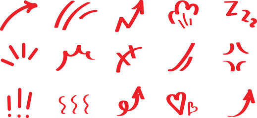 Sketch line arrow element, star, heart shape. Hand drawn doodle sketch style circle, cloud speech bubble grunge element set. Arrow, star, heart brush decoration. Vector illustration