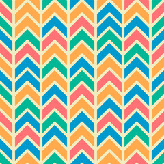 Vibrant geometric chevron pattern in retro pastel colors, perfect for textile, wallpaper and graphic design