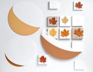Autumnal Harmony - A Minimalist Composition of Leaves and Shapes.