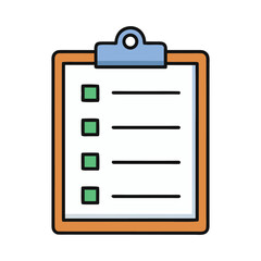 clipboard with checklist vector art, A vector art of paper document with pen on white background