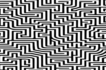 Seamless Black and White Maze Line Pattern