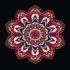 
Vibrant Stylized Floral Mandala in multi colour.