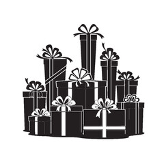 Present gift box logo silhouette vector, Gift box icon logo silhouette.