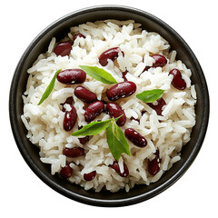 Delicious Bowl of Rice and Beans Isolated transparent on white background