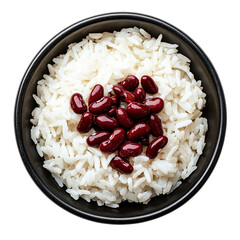 Delicious Bowl of Rice and Beans Isolated transparent on white background