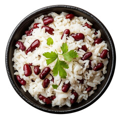 Delicious Bowl of Rice and Beans Isolated transparent on white background