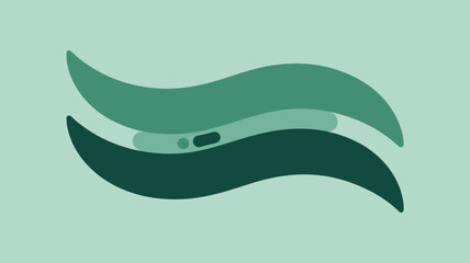 Obraz premium Abstract design featuring two curved shapes in shades of green on a light green background