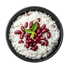 Delicious Bowl of Rice and Beans Isolated transparent on white background